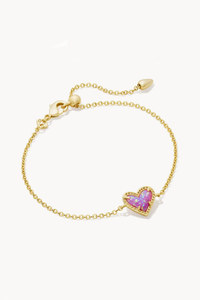 Ari Heart Bracelet-Bubblegum Pink Opal