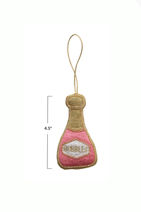 Embroidered Champagne Ornament