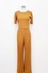 Camel Ribbed Wide Leg Pant