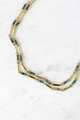 Chain & Green Bead Necklace Gold