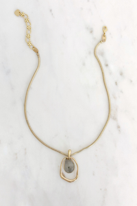 Labradorite Frame Necklace Gold