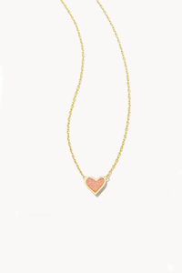 Framed Ari Heart Necklace-Gold Light Pink Druzy