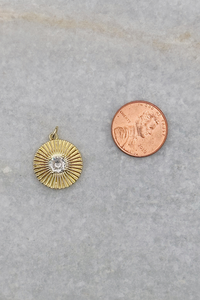 Round CZ Fluted Coin Charm