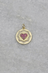 Ruby Heart Coin Charm