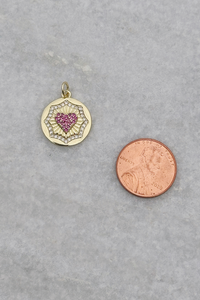 Ruby Heart Coin Charm