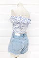 Blue Stone Ruffle Crop Top