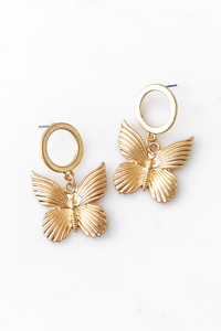 Vintage Gold Butterfly Hoops