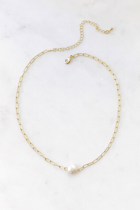 Pearl Dollop Paperclip Necklace