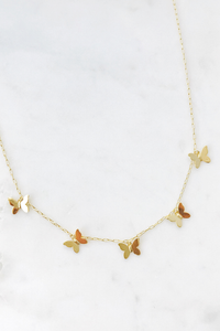 Gold Link Butterflies Necklace