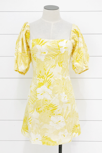 Mellow Yellow Puff Sleeve Mini Dress