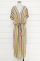 Multi Stripe Tie Waist Midi Dress