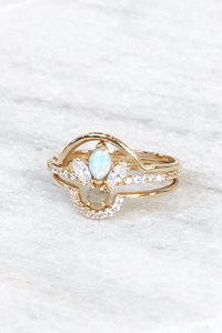 Triple Stack Ring with Opal and Labradorite