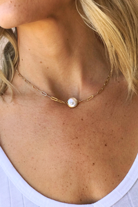 Gold Link And Pearl Necklace