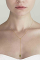 Simple Labradorite Drop Y Necklace