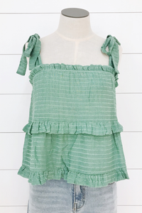 Ruffled Tie Shoulder Swing Tank