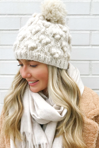 Little Snowball Cable Pom Pom Hat