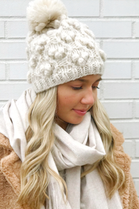 Little Snowball Cable Pom Pom Hat