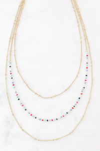 Teeny Blues Beads Layered Necklace