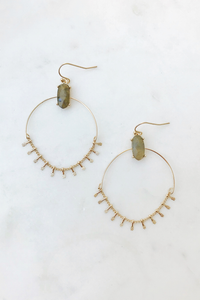 Stone w/ Gold Trapezoid Earrings